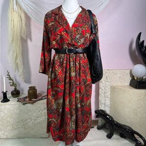 Loriann Montreal Red Paisley Midi Dress